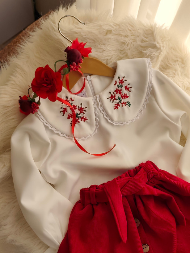🌸🌺🍀کالکشن بهاری 🌸🌺🍀شومیز مازراتی بهمراه دامن کبریتی پر چین دخترانه سایز ۴۰-۵۵