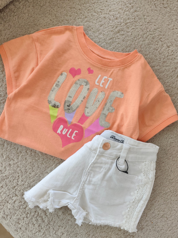 تیشرت تک love دخترانه وارداتی برند Kiki &koko