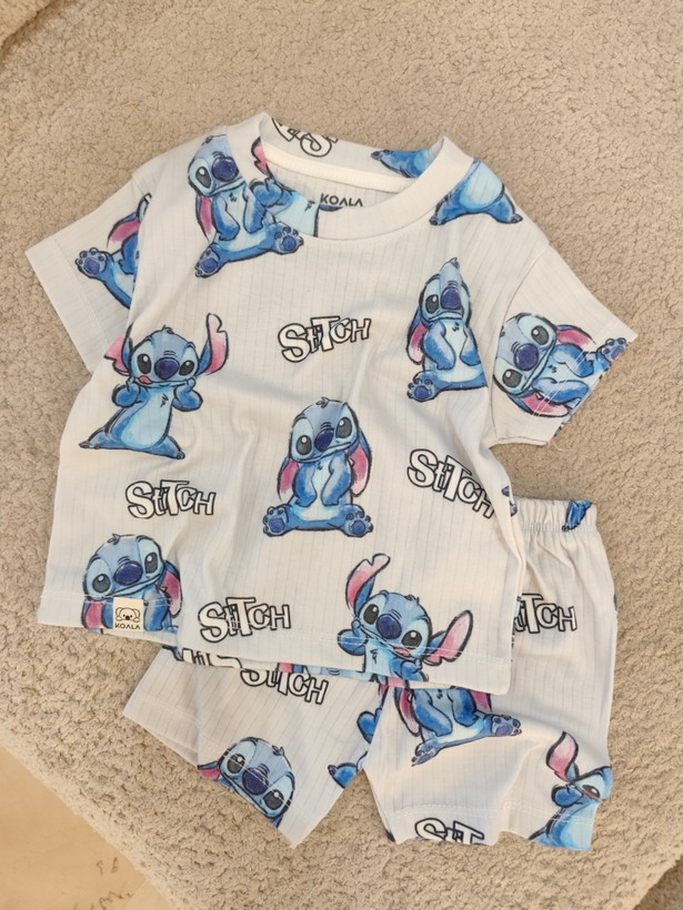 ست ریلی koala تمام نخ طرح استیچ 💙🩵💙سایز ۱۰ ماه تا ۱۳ سال